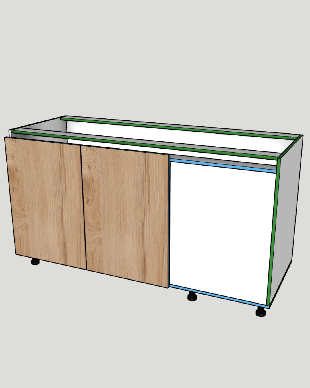 Vista general del Módulo Esquinero Izquierdo Doble Puerta Gola KG-005